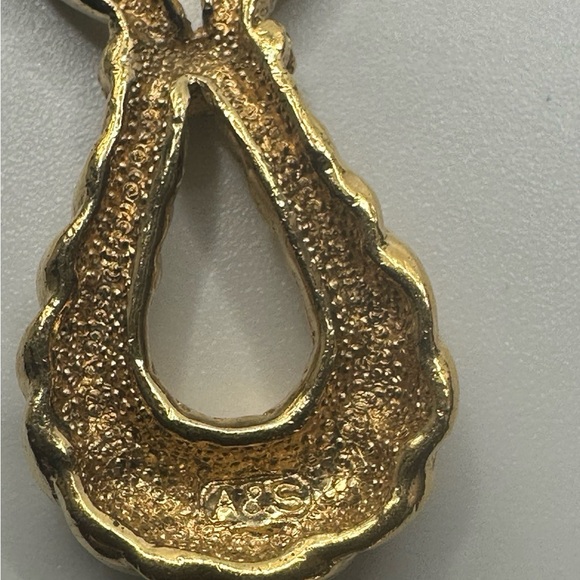 Vintage Attwood & Sawyer A&S Gold Tone Rope Pendant Necklace Rhinestone UK FLAWS - Picture 12 of 14
